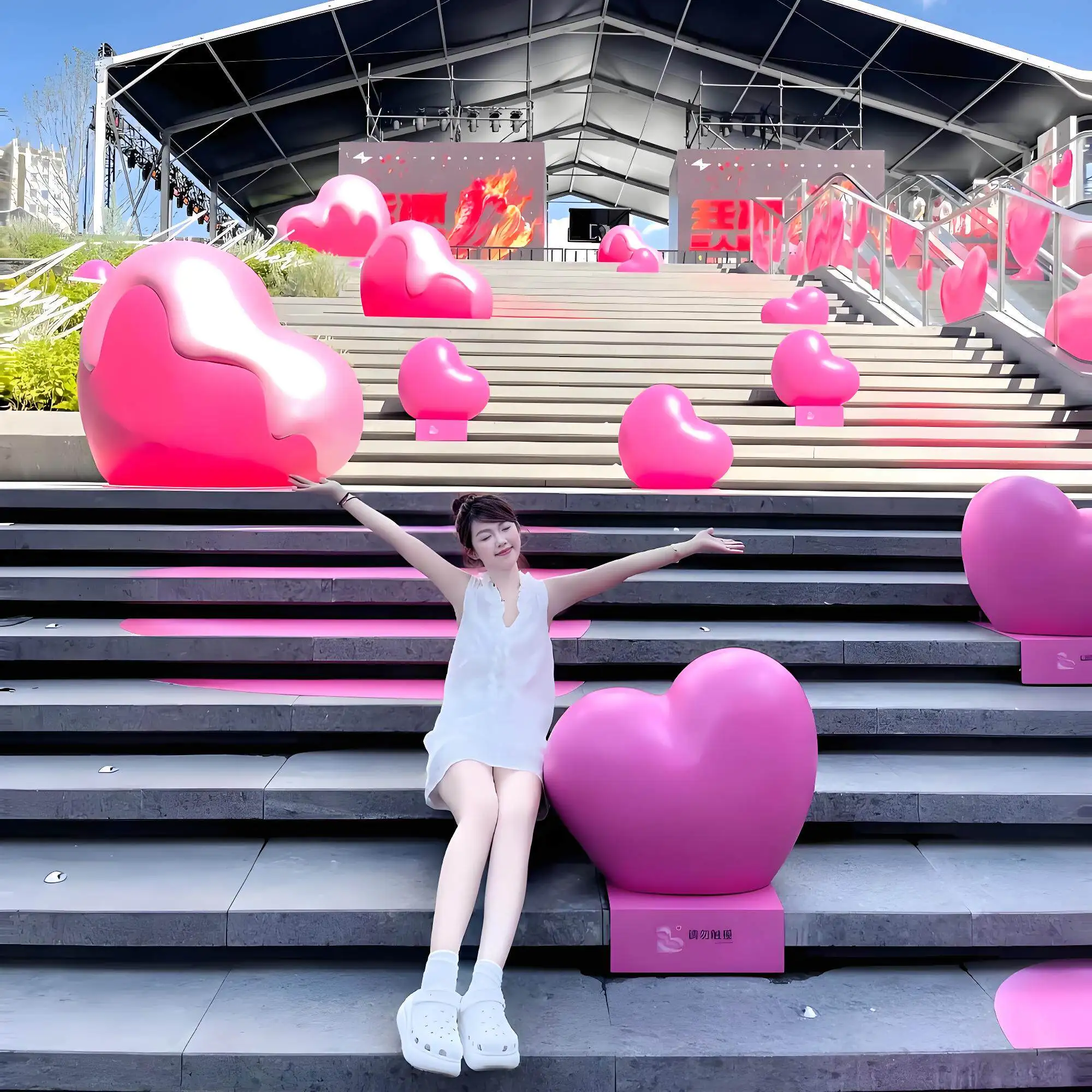 Atmosphere love decorative ornament fiberglass heart sculpture shopping mall garden landscape