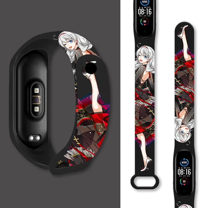 Printed Strap for Xiaomi Mi Band 7 6 5 4 3 Anime Character Pattern Watchband Sport Wristband Replaceable Bracelet for Smartwatch