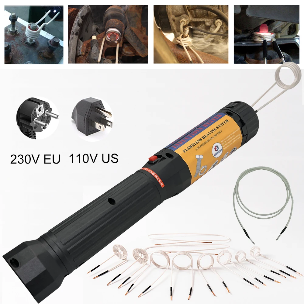 1250W Mini Flameless Magnetic Induction Heaters Car Bolt Remover Repair Tools 220v Spiral Induction Heating Element with 10 Coil