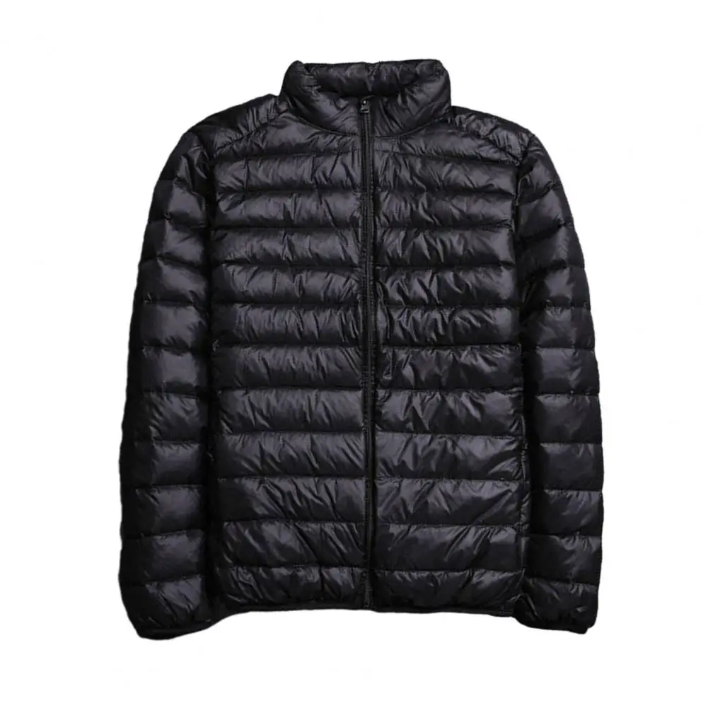 Men Padded Jacket Long Sleeve Outwear Zipper Placket Pockets Quilt Coats Clothing