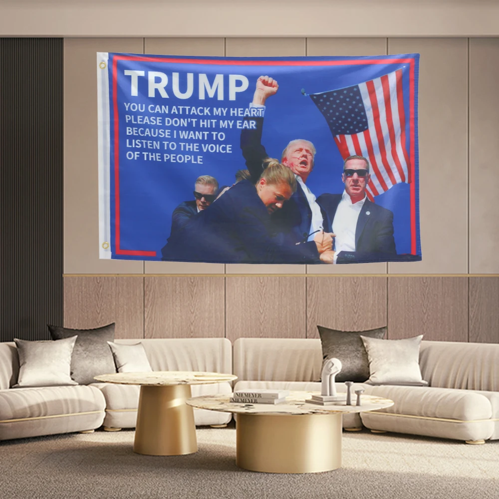 60x90cm Trump was assassinated Flag Trump 2024 Make America great again Flags Poster Wall tapestry With Brass Grommet  Polyester