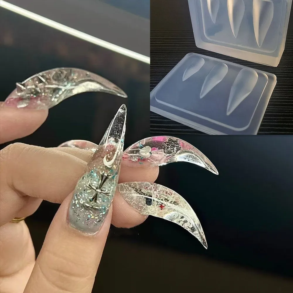 2pcs Set Nail Dragon Claw Mold 3d Carving Silicone Template Stamper