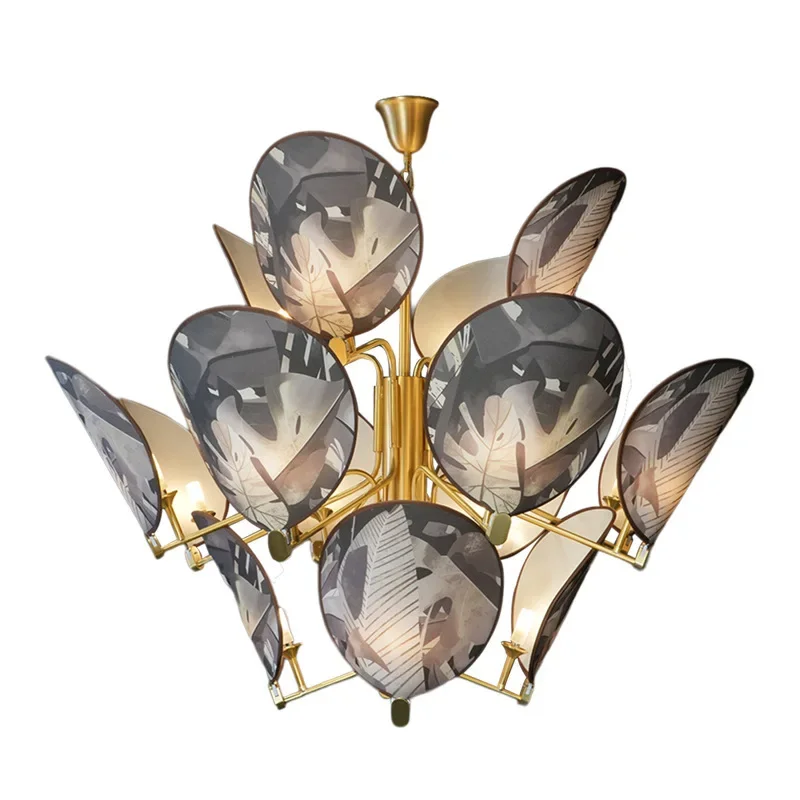 

All copper light luxury living room chandelier French medieval high-end bedroom dining room fabric chandelier
