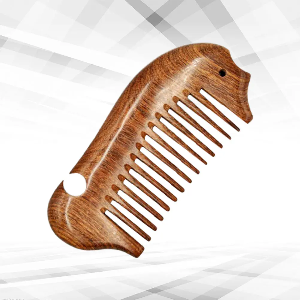 

Wooden Hair Comb Small Natural Sandalwood Creative Fish Shape Anti-Static Comb for Woman (Coarse Teeth Pattern)