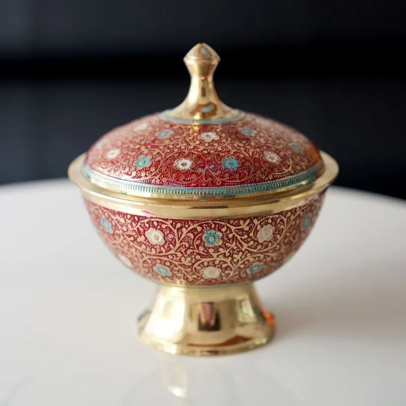Pakistan brass casting utensils, high temperature resistant desktop bar welcome area creative ornaments, fresh brass cover bowl