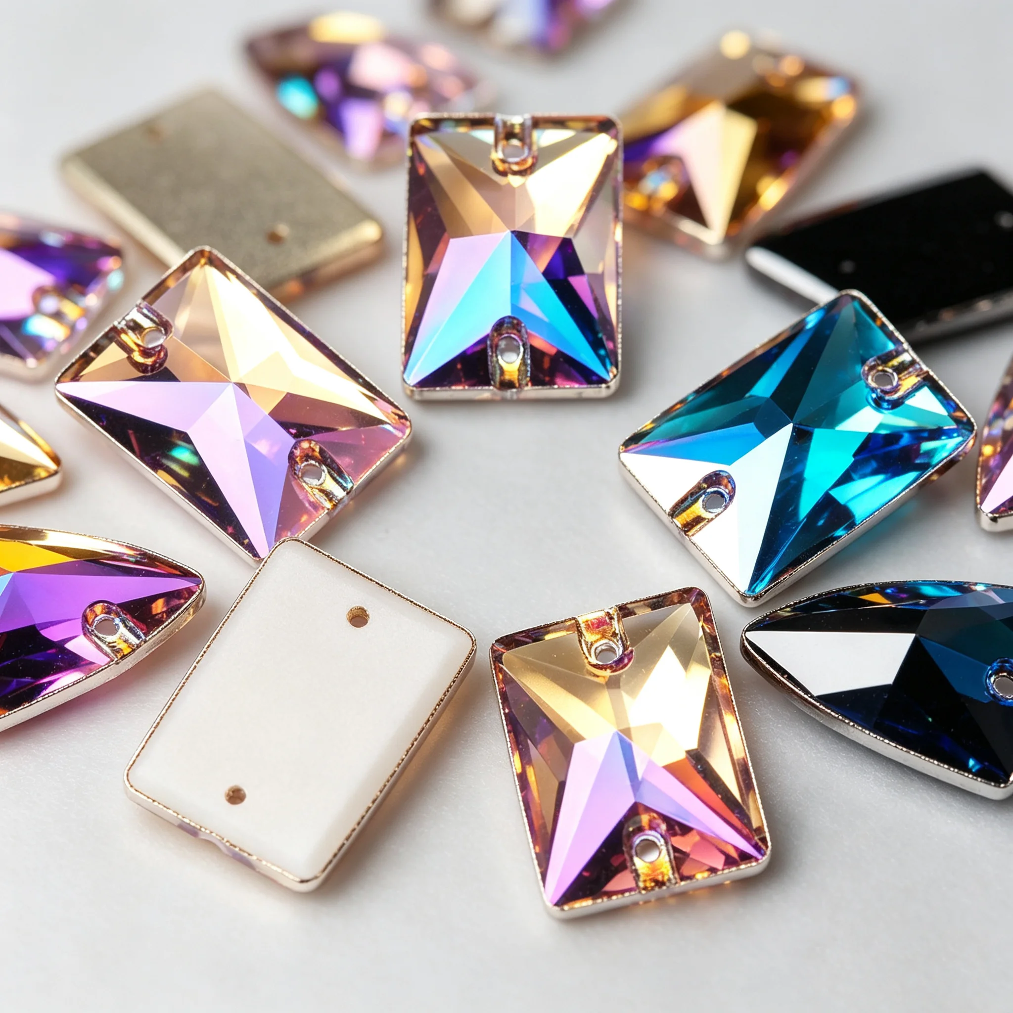 PUBRILEX 3250 13x18mm 18x25mm Rectangle Baguette Top Glass Sew On Crystal Chamfer Rhinestones Decor Jewelry Jacket Design