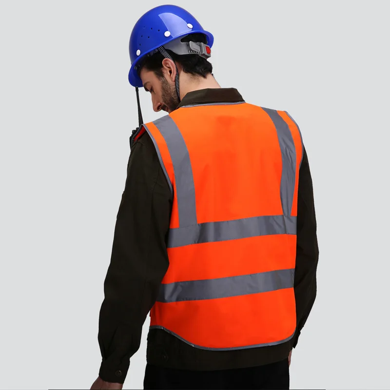 High visibility workwear safety vest logo printing workwear safety gilet Security waistcoats with reflector stripes New arrival