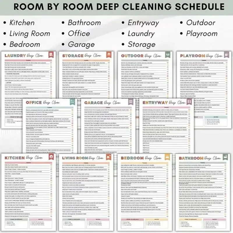 Cleaning Planner, House Cleaning Schedule Journal, Household Chores Organizer Book, Spiral Bound Home Decluttering Notebook