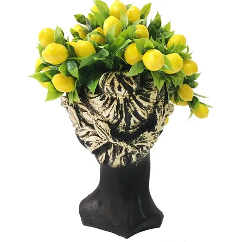 Gift Showcase Big size Ceramic Black Helen Has Been Issued In Artificial Lemon Branches 30 cm Size 40 Pcs Lemon