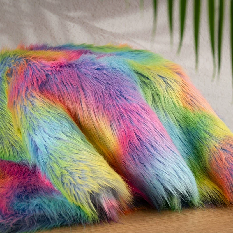 170*50cm Thickened high-grade tie-dyed jacquard imitation fox plush fabric clothing fur collar scarf decorative faux fur fabric