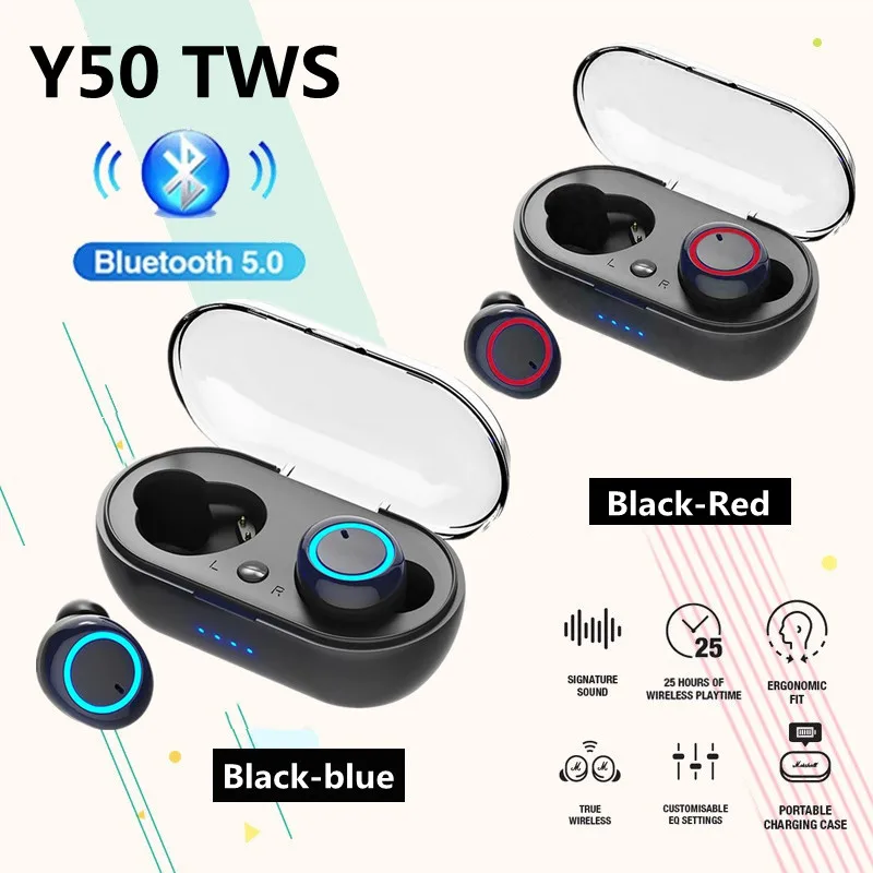 Tws Y50 Bluetooth 5.0 Oortelefoon Draadloze Koptelefoon Headset Hifi Stereo Sport Oordopjes Voor Xiaomi Redmi Huawei Samsung