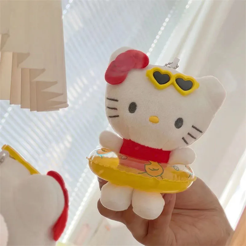 Kawaii Sanrio gantungan kunci Anime lucu Hello Kitty kartun boneka mewah ornamen Mode indah tas liontin hadiah ulang tahun untuk Gadis