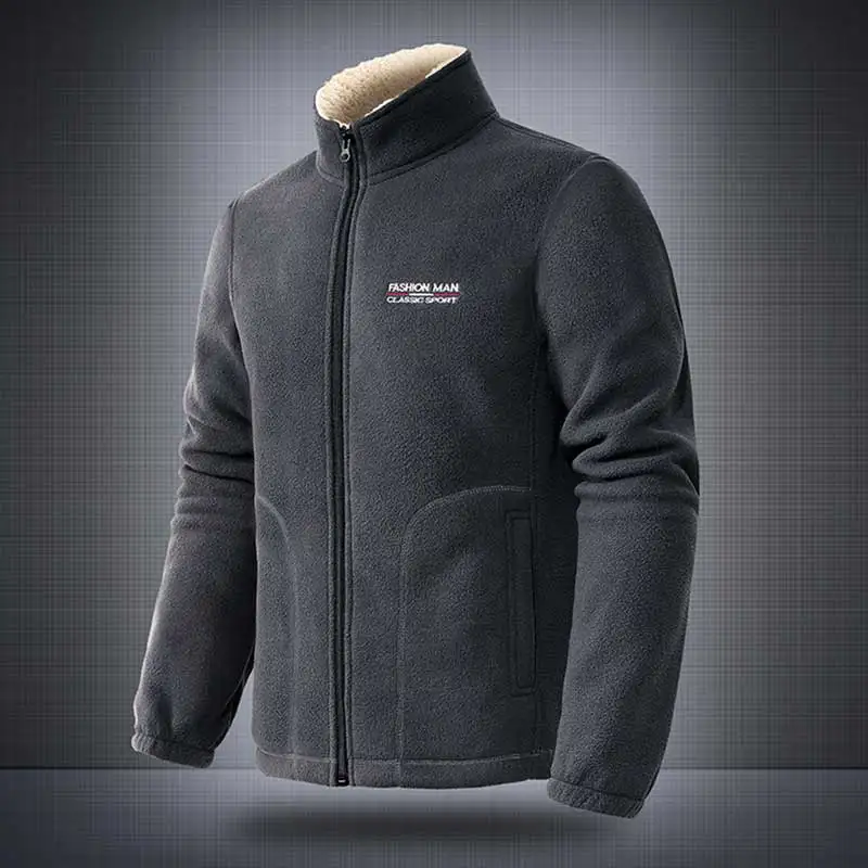 M-4XL Fleece Sweater Men Winter Men Plush Thick Warm Sweater Men Slim Loose Windproof Sweater Men Outdoor Casual Tops Coat Male