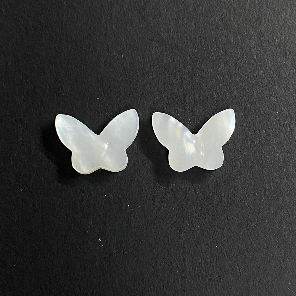 10 Pieces 9.6x13.2x2.2mm Mother Of Pearl Shell White Butterfly Gemstone For Pendant