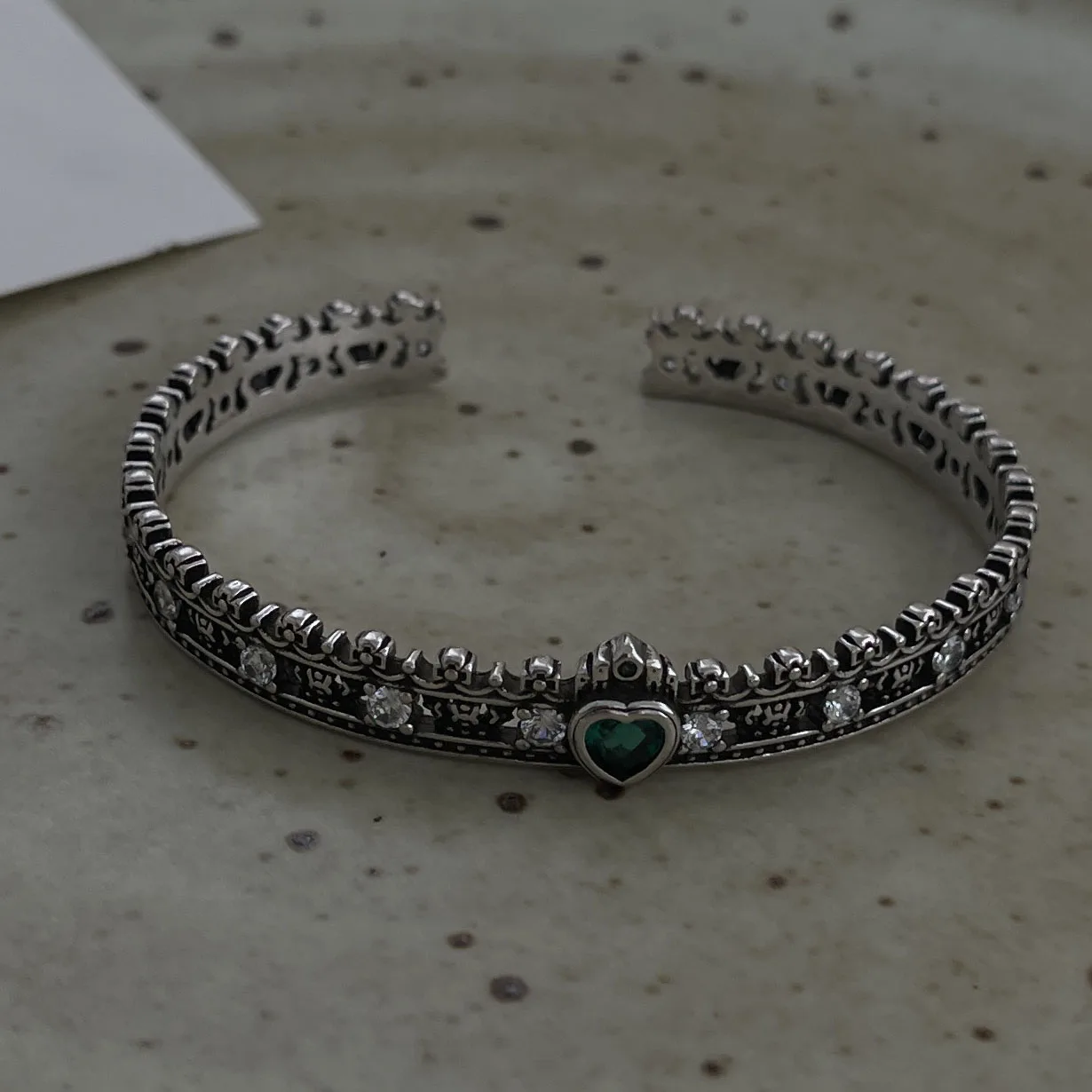 925 Sterling Silver Bracelets for Women Men String Accessories Trend Vintage Crown Green Stone Beads Pendant Party Jewelry Gift