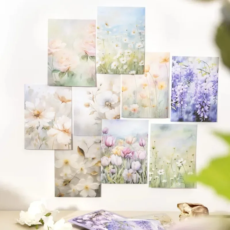 12Pcs Stickers Shadow Colorful Flowers Landscape Flowers Bloom Material Supplies package Stationery Scrapbook cut 178*115mm