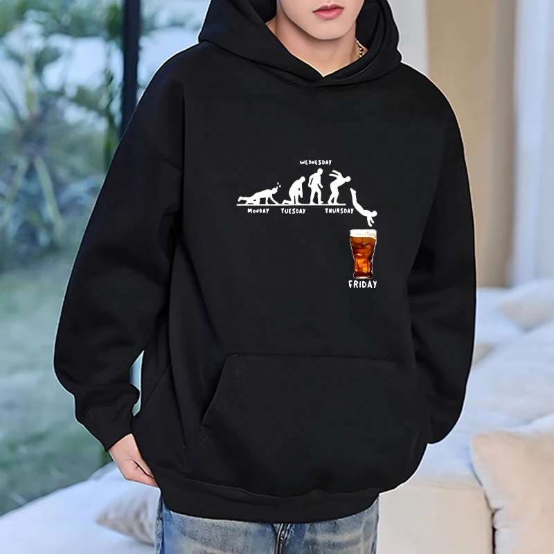 

Monday To Friday Beer Graphics printed Hoodies Men women Harajuku Fashion Long Sleeve Sweatshirts Casual Streetwear Pullovers