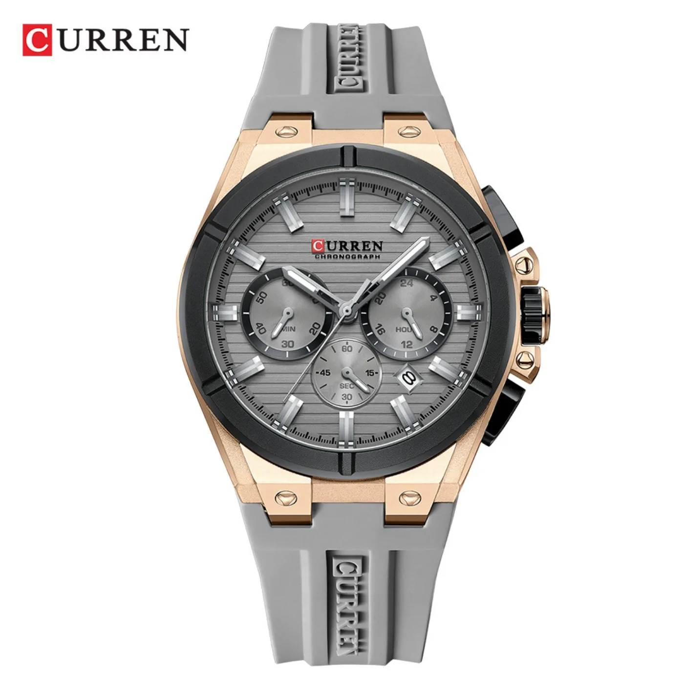

CURREN Luxury Man Wristwatch Chronograph Date Waterproof Rubber Band Casual Quartz Men's Watches Sports Male Clock Reloj