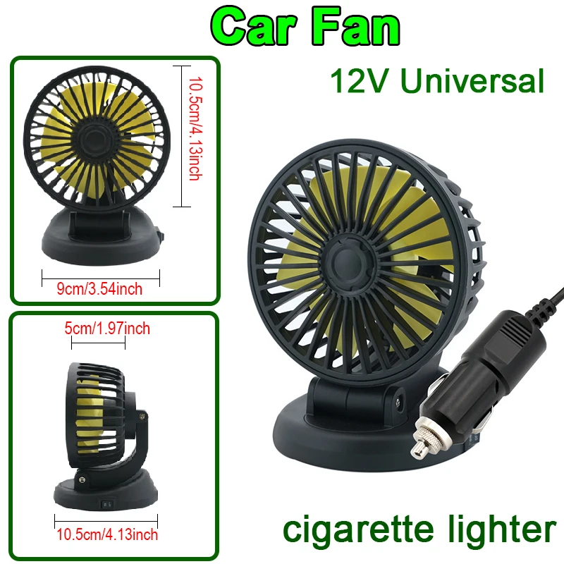 

360° Adjustable Car Fan with 1/2/3 Heads Electric Air Circulator USB/12V/24V Silent Fan for Home Desk Office Car RV Truck