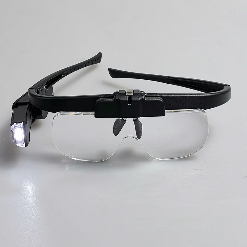 High Definition Head Mounted Glasses Magnifying Glass Overlay Lens LED Light Electronic Motherboard Inspection And Maintenance