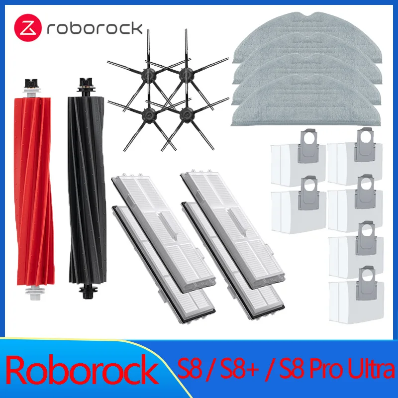 Voor Roborock S8 Pro Ultra S8 + Onderdelen DuoRoller Belangrijkste Zijborstels Mop Doeken HEPA Filters Stofzakken Accessoires