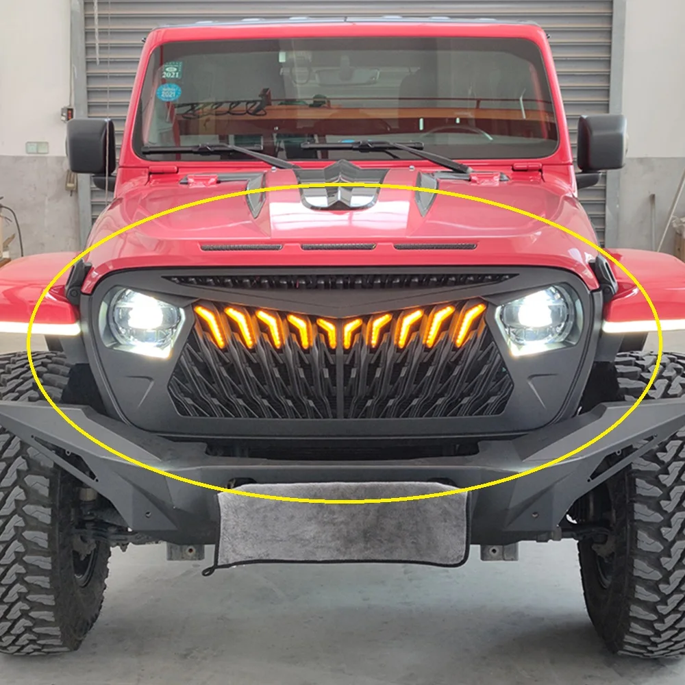 

Eagle Wings Style Grille with Light Grill ABS Beautiful Appearance for Jeep for Wrangler JL 2018+ JL1274 LantSun