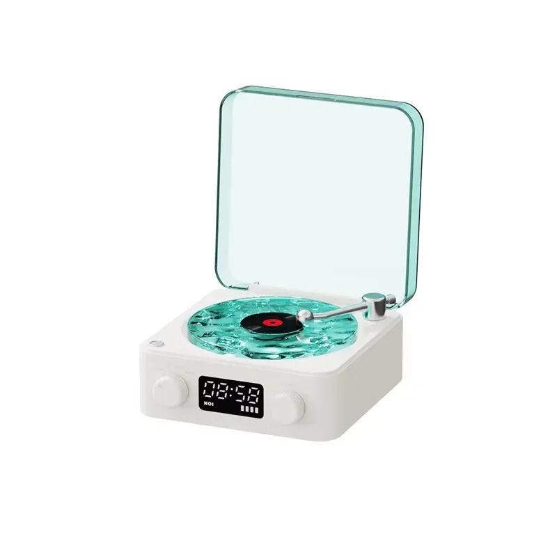 Retro Turntable Portable CD Player Bluetooth Speaker Wireless 5.0 Record Stereo Sound With White Noise RGB Light Lamp Effect