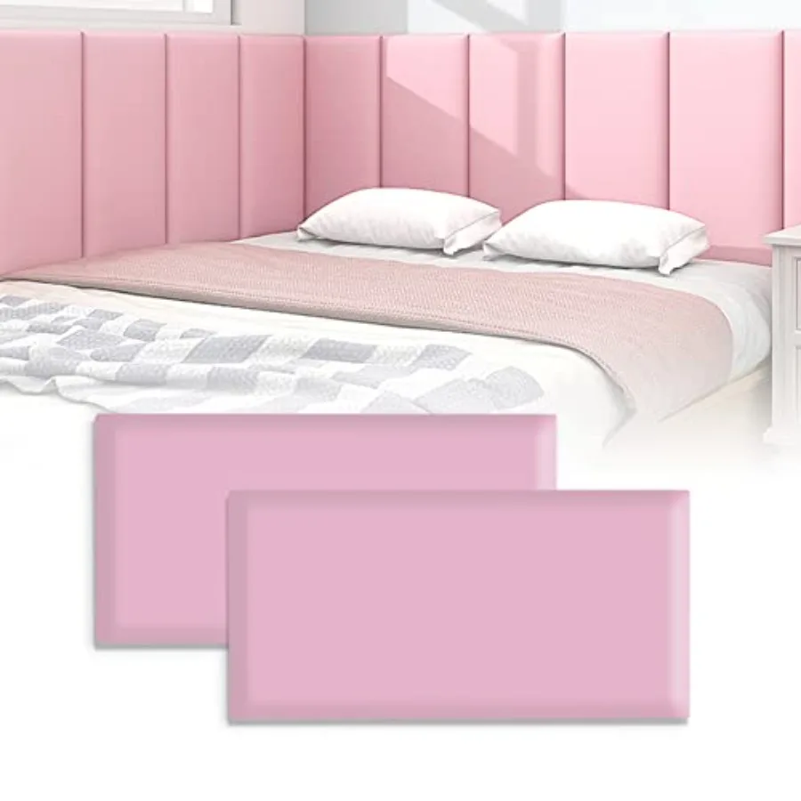 

3D Anti-Collision Wall Padding Peel and Stick Upholstered Wall Panels Queen Headboard Playroom Decorative Protection Pack of 2