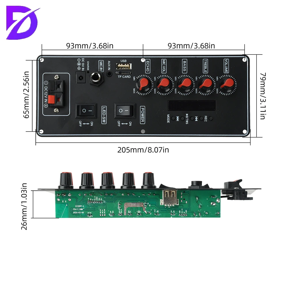 DC 12V MP3 Bluetooth Decoding Board Audio Amplifier Decoding Module Power 2 * 10W with Amplifier D150BT