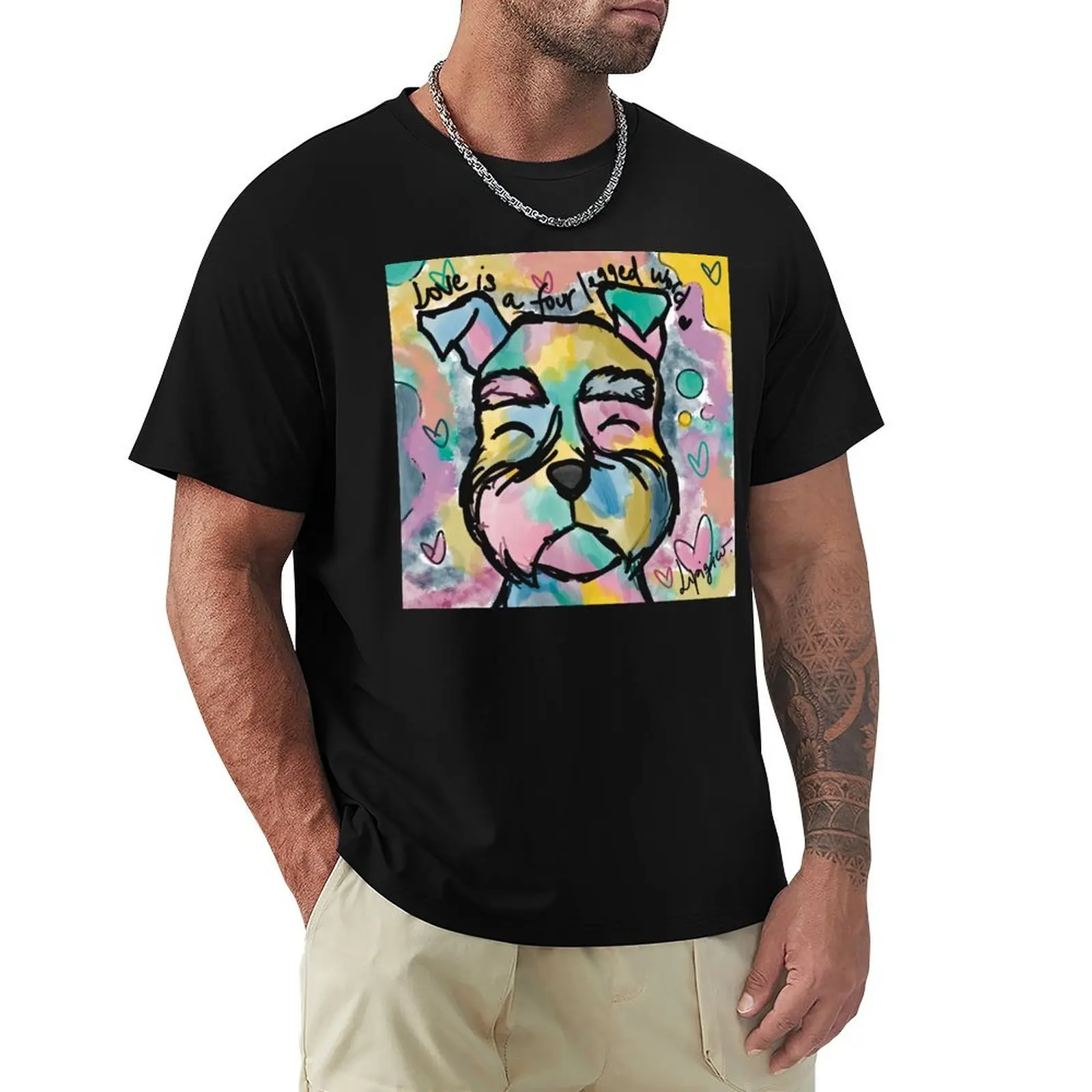 Love is a four legged word - Schnauzer edition. T-Shirt Festival Party Tee Top