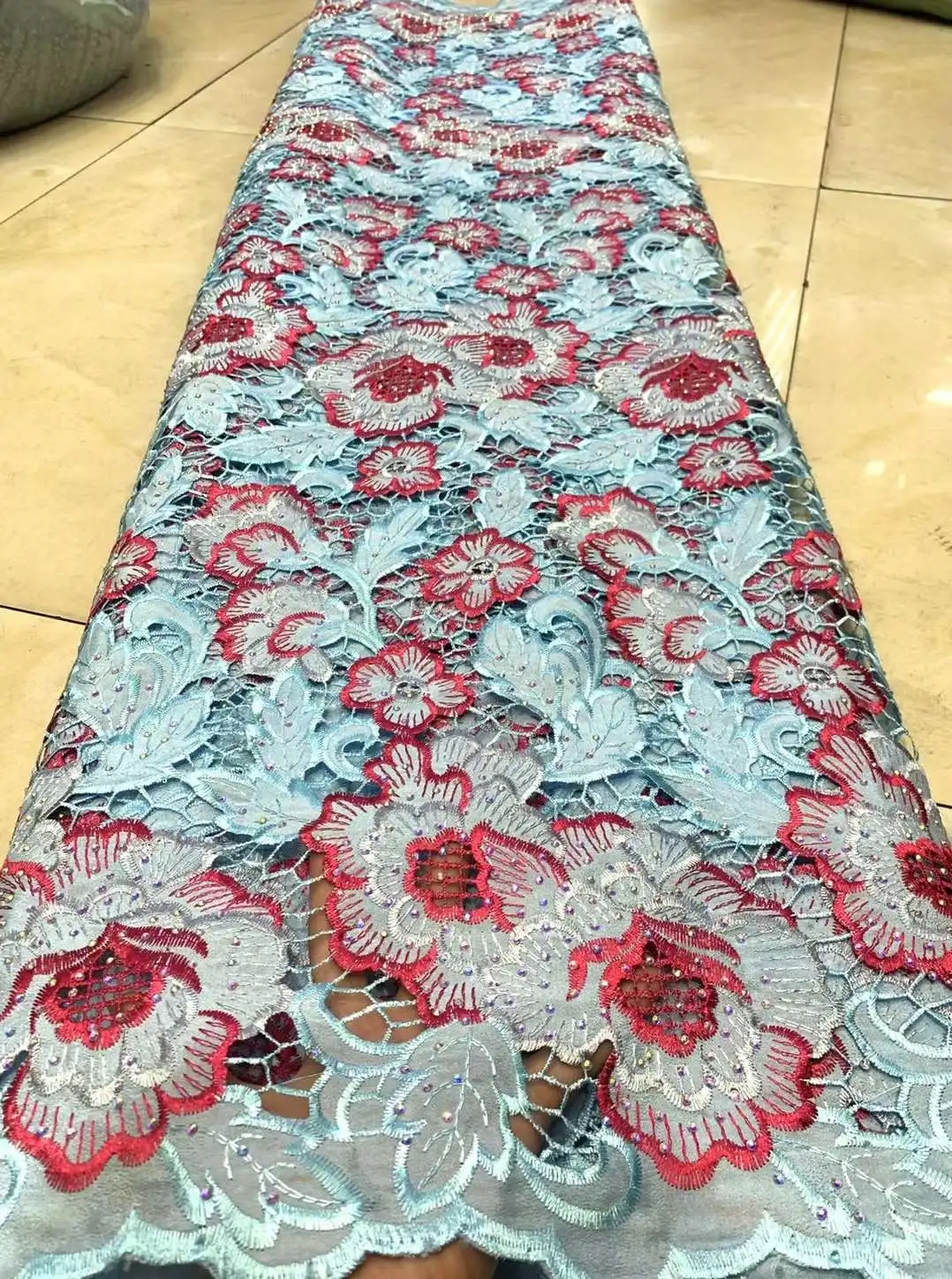 Latest Very Soft Cotton Laser embroidery High Quality Swiss Lace With Stones Fabric Wedding Dress NN1568_R