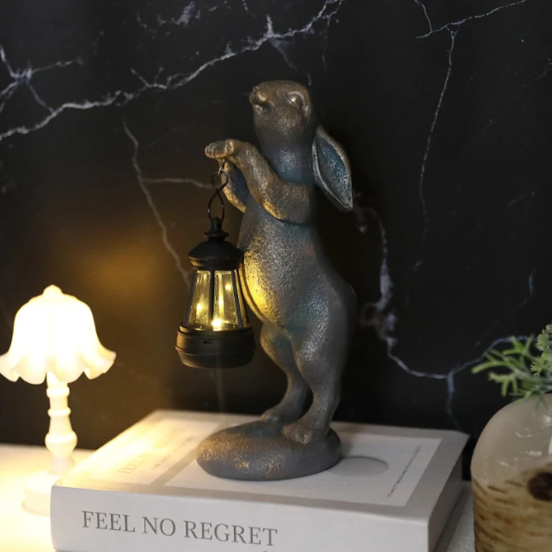 

Новый дизайн открытый сад смола кролик фонарь орнамент с высококачественным освещением атмосфера ночник