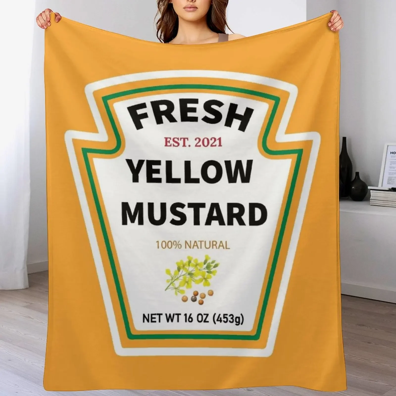 

Fresh Yellow Mustard Halloween Costume Throw Blanket Large Soft Plush Plaid Vintage Bed Blankets