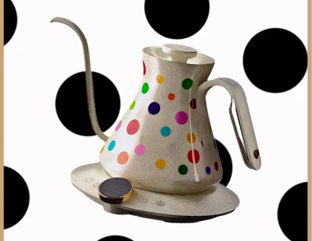 New dream polka dot coffee temperature control thin mouth pot hand brewing pot stainless