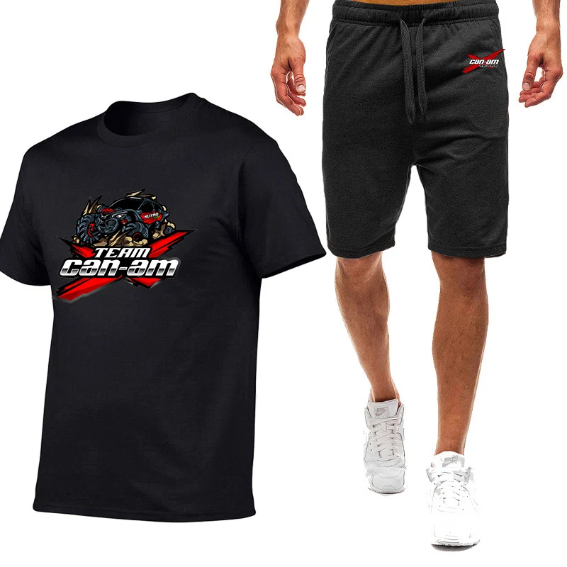 Can Am Team Spyder Motorcycles Summer Men Fashion Nine Color Short-sleeved Suit Simple Casual T-shirts + Shorts Printing Sets