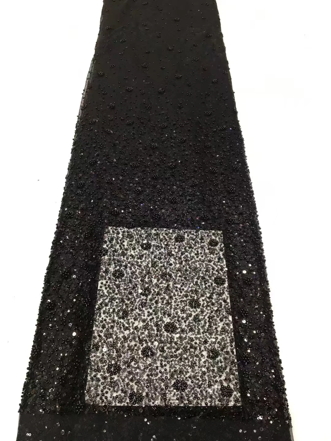

2025 African French Handmade Beaded Lace Fabric High Quality Lace Fabric Nigerian Tulle Sequins Lace Fabric For Wedding Dresses