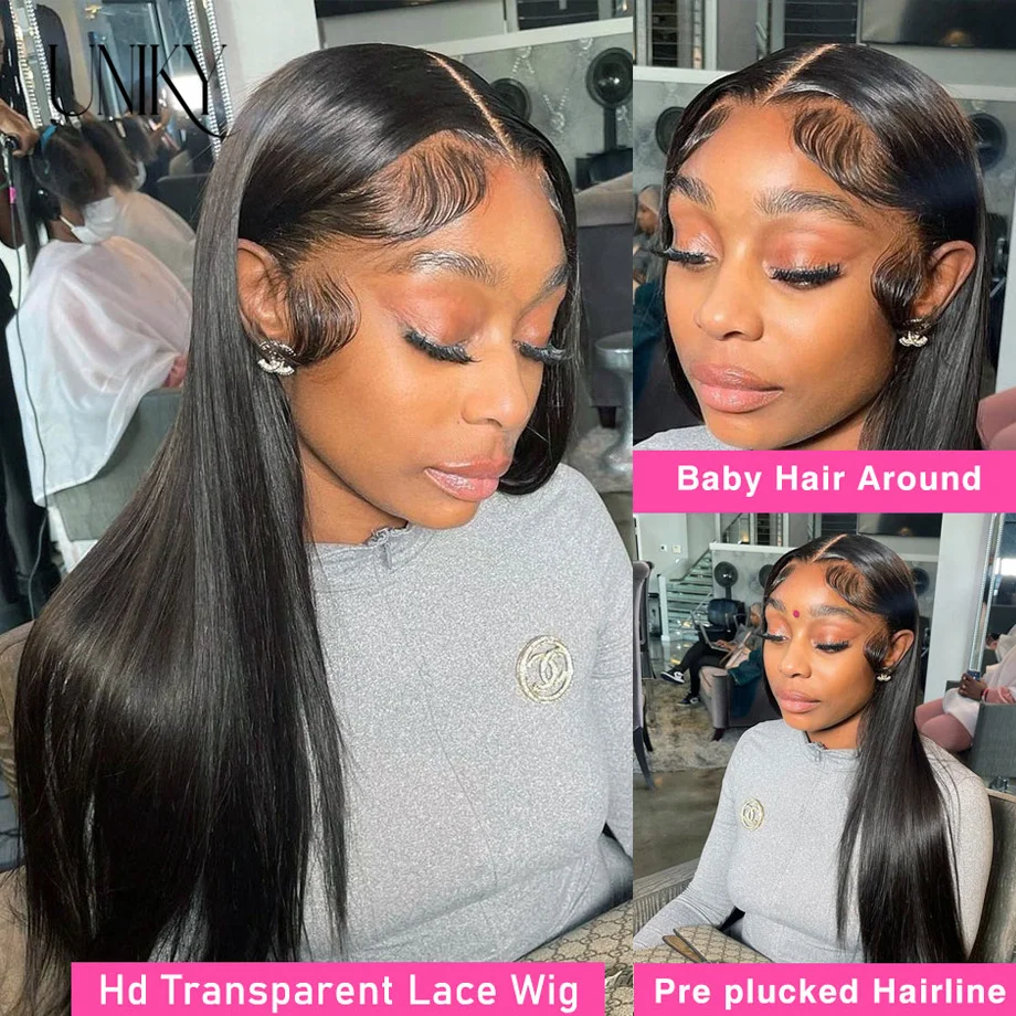 Perruque Full Lace Wig Remy brésilienne lisse-Sophia, cheveux naturels, pre-plucked, perruque Lace Wig transparente HD, pour femmes