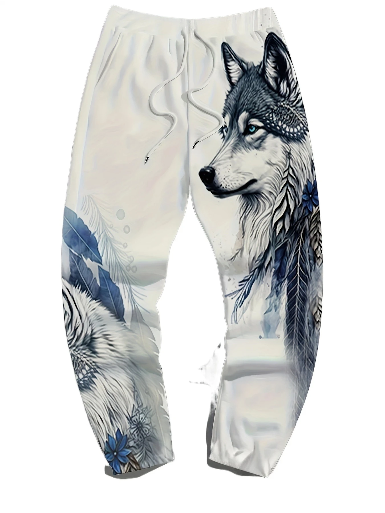 Hot Selling Fashionable and Cool Men's Wolf Pattern Jogging Pants with Drawstring, Casual and Comfortable Pants in Large Size