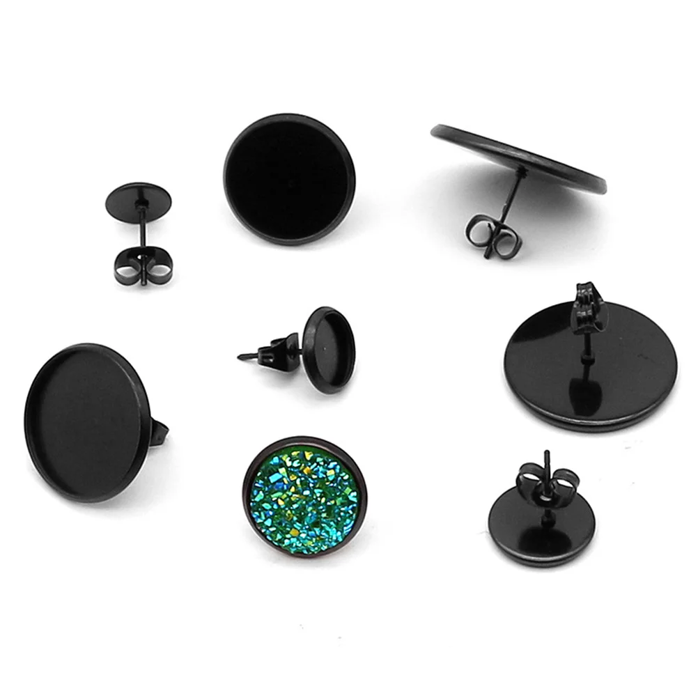 

10 PCS Earring Base Studs for Jewelry Making Black Earrings Supplies Hooks DIY Accessories Hanging