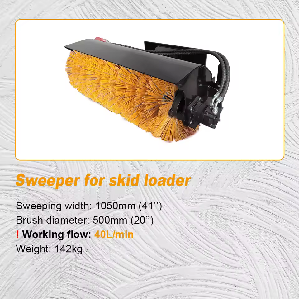 41in Mini Skid Steer Hydraulic Broom Sweeper Attachment image