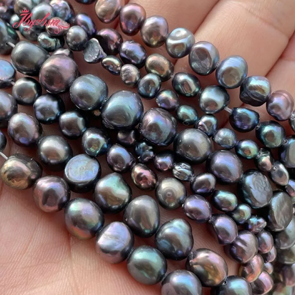 3-4,5-7,8-9mm Natural Black Freeform Freshwater Pearl Stone Beads For DIY Necklace Bracelet Earrings Jewelry Making Strand 14.5\