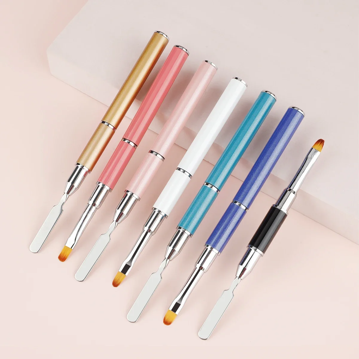 1pcs Dual Ended Nail Art Brushes Acrylic UV Gel Extension Builder Flower Painting Pen Brush Remover Spatula Stick Manicure Tools
