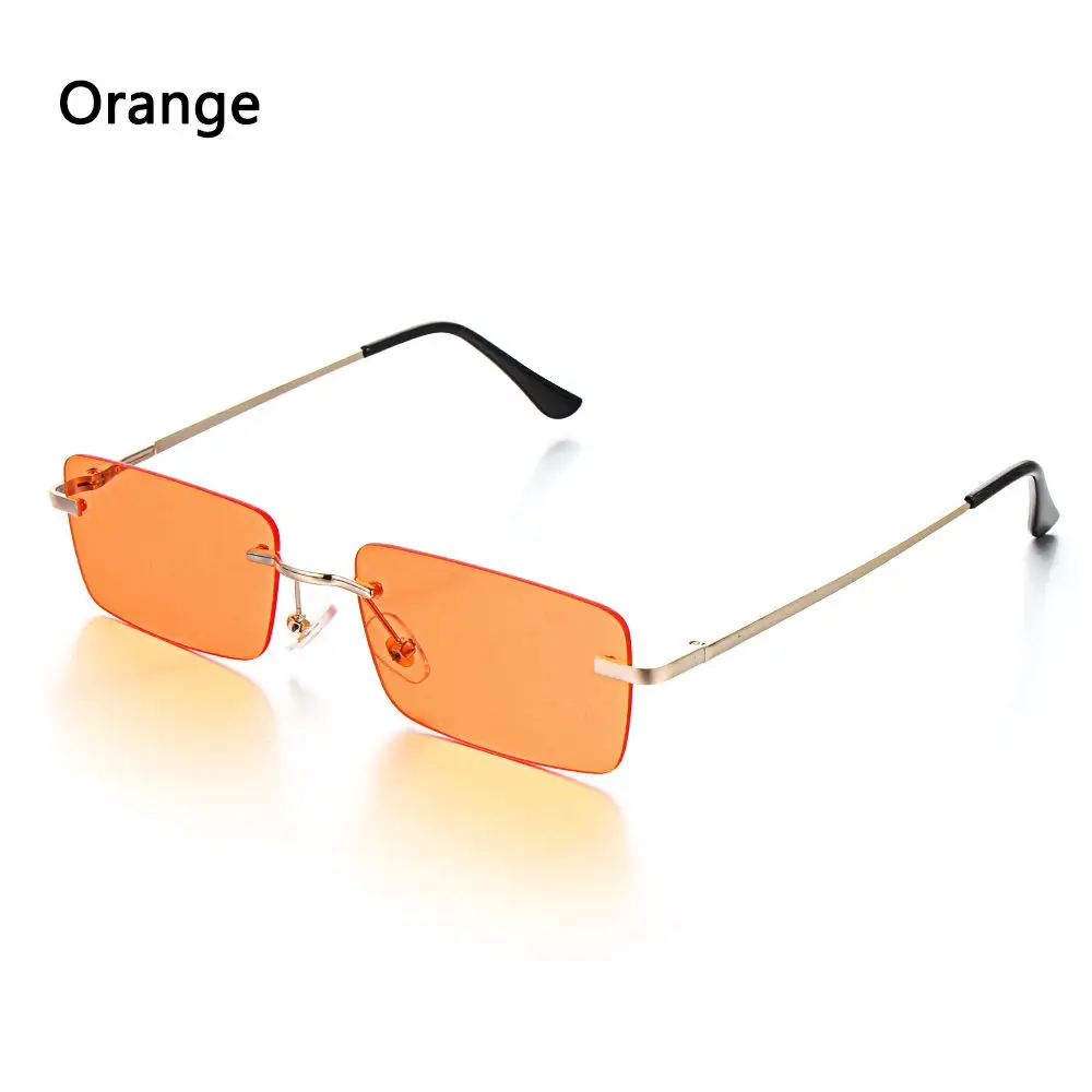 Luxuriöse Designer-Sonnenbrille UV400 Kleine Rechteckige Randlose Damen-Vintage-Sonnenbrille mit Farbverlauf