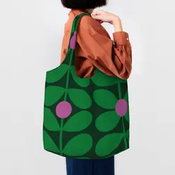 Custom Funny Print 1960s Retro Inspired Pattern Orla Kiely Shopping Tote Bags Durable Canvas Shoulder Shopper Photograph Handbag