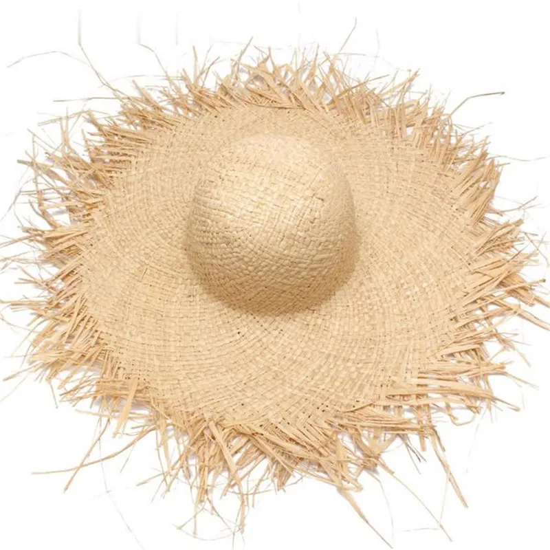 

Natural Straw Sun Hat with A Wide Brim Women Summer Ladies Raffia Straw Hat Fringe Fashion Women'S Beach Hats Gorra Hombre New