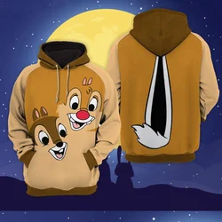 Chip and Dale 3D Printed Hoodie Men Women Casual Sweatshirt Zipper Hoodie Harajuku Street Pullover Hoodie Fashion Tops 