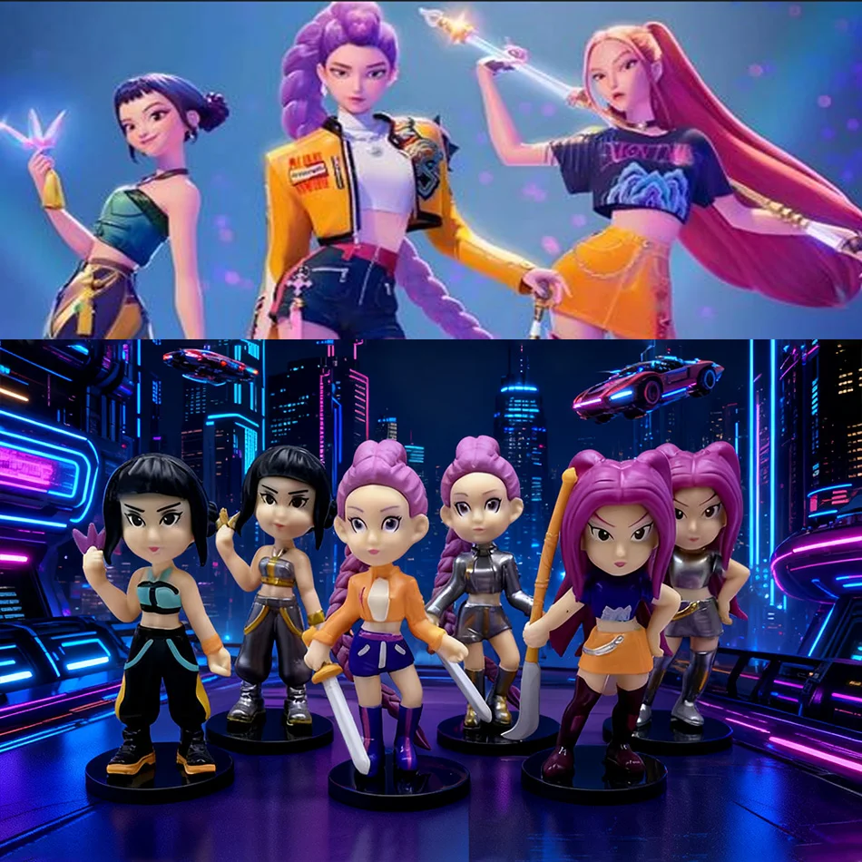 6 قطعة/المجموعة Kpop شيطان الصيادين نموذج لجسم لعبة PVC الكرتون الألعاب الأجهزة الطرفية مكتب الديكور جمع أرقام لعبة مجسمة للطفل