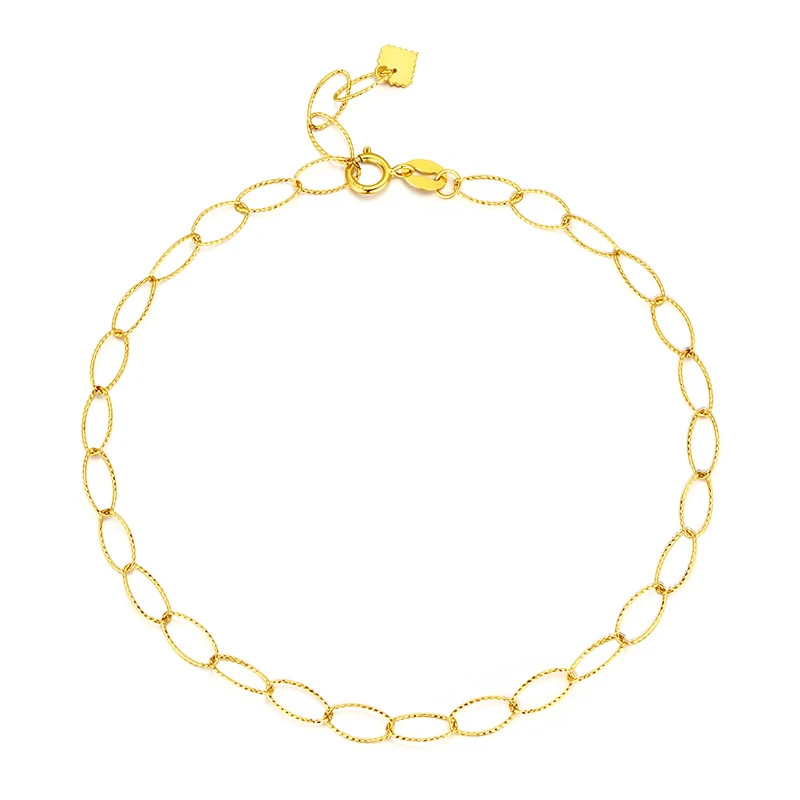 

FINE 18K Yellow Gold Bracelet AU750 Gold O Link Chain Bracelet For Women