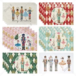 Watercolor Nutcrackers Xmas Balls Merry Christmas Placemats Set of 4 12x18 Inch Seasonal Winter Holiday Table Mats for Party