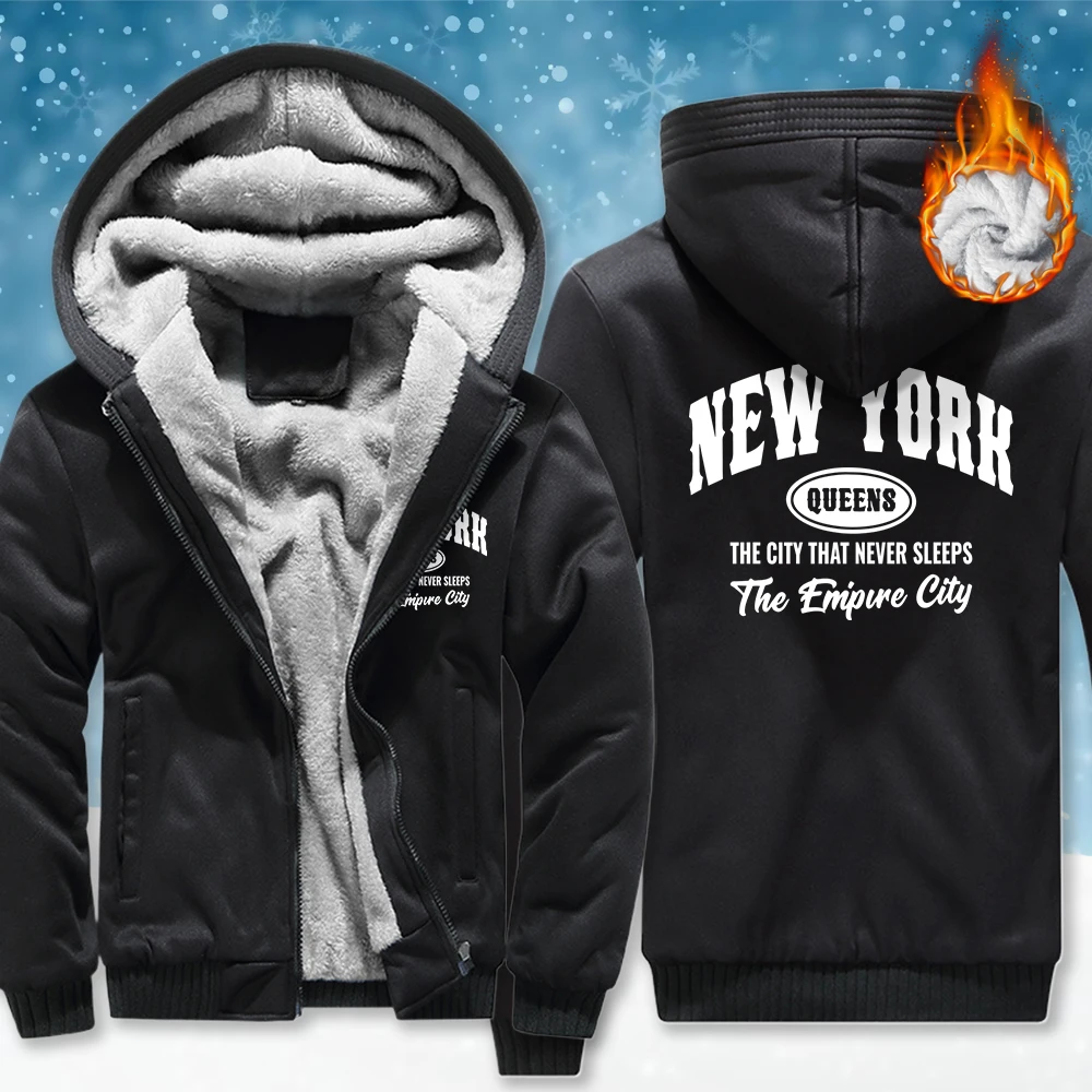 

New York Is A City That Never Sleeps Мужское пальто на молнии Модный свободный топ Мягкие утепленные толстовки Зимние флисовые мужские с длинным рукавом
